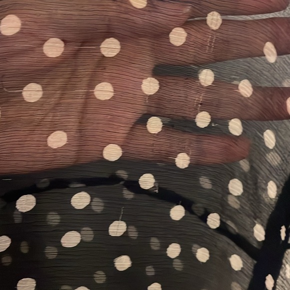 J. Crew Navy White Polka Dot Chiffon w Tassels Top - Picture 8 of 8